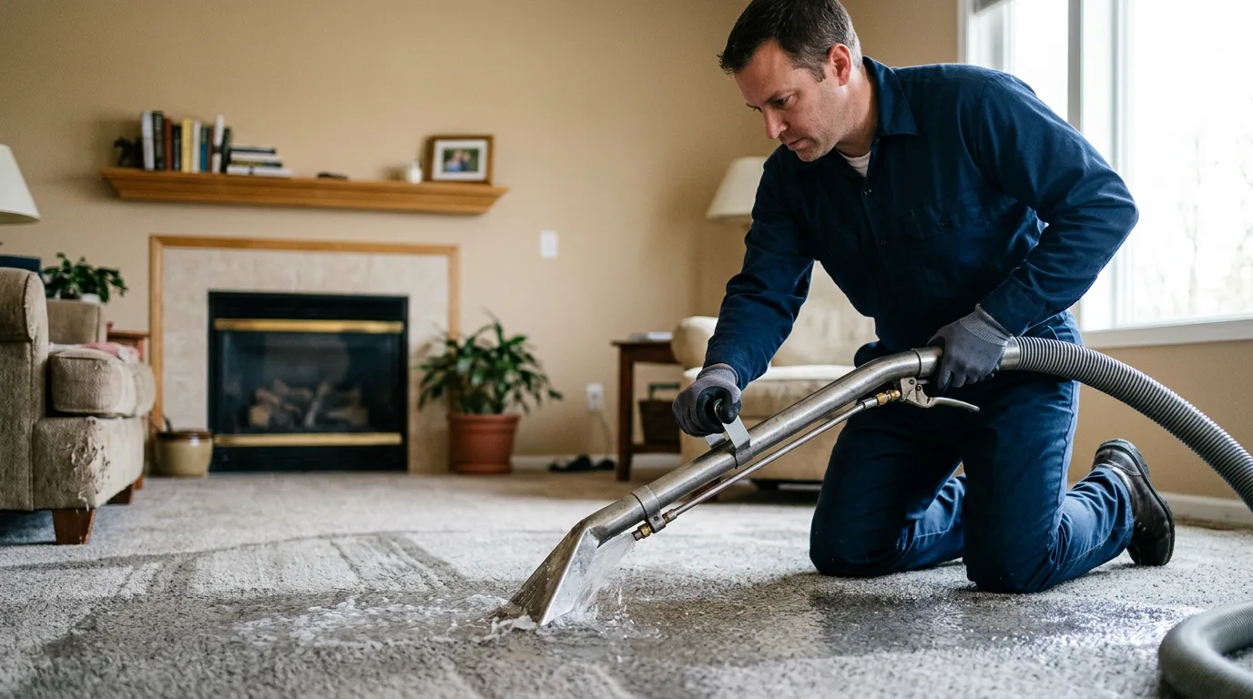 Water damage restoration technician working near Fenton, MI